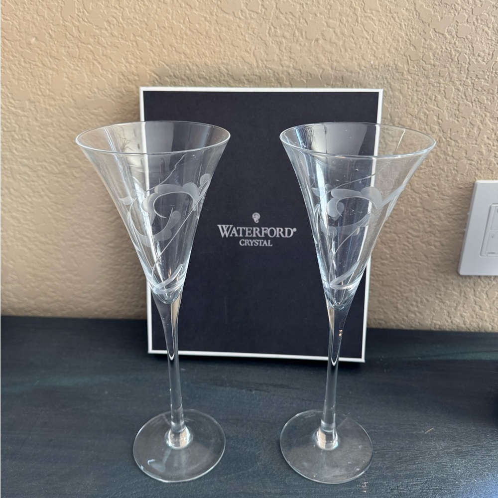Waterford Crystal Etched Champagne Flutes - Clear